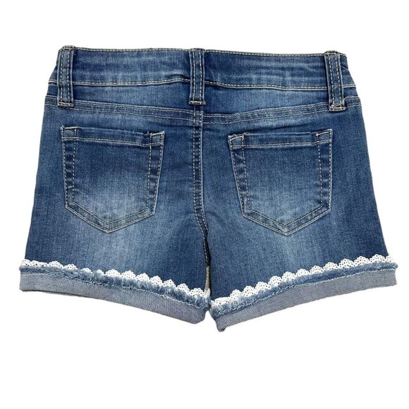 Hippie Girl NWT Girl Size 4 Shortie Reg Rise‎ Stretch Lace Trim Jean Shorts - Picture 4 of 5